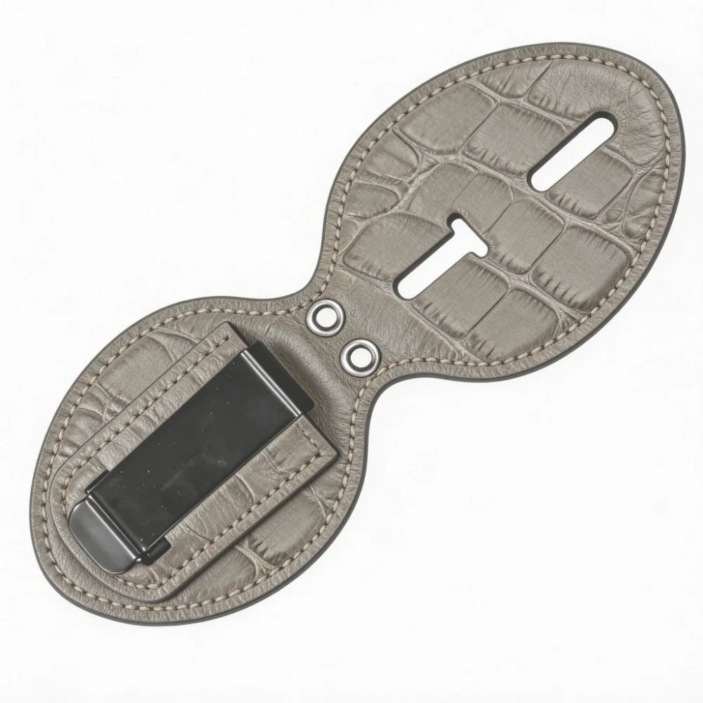 Porta-Placa Ovalado Personalizado de Cuero Genuino para Policía - Estuche B007 con Clip para Cinturón y Cadena para el Cuello