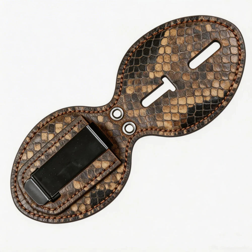 Porta Placa de Policía Ovalado de Cuero Genuino Personalizado - Funda P004 con Clip para Cinturón y Cadena para Cuello