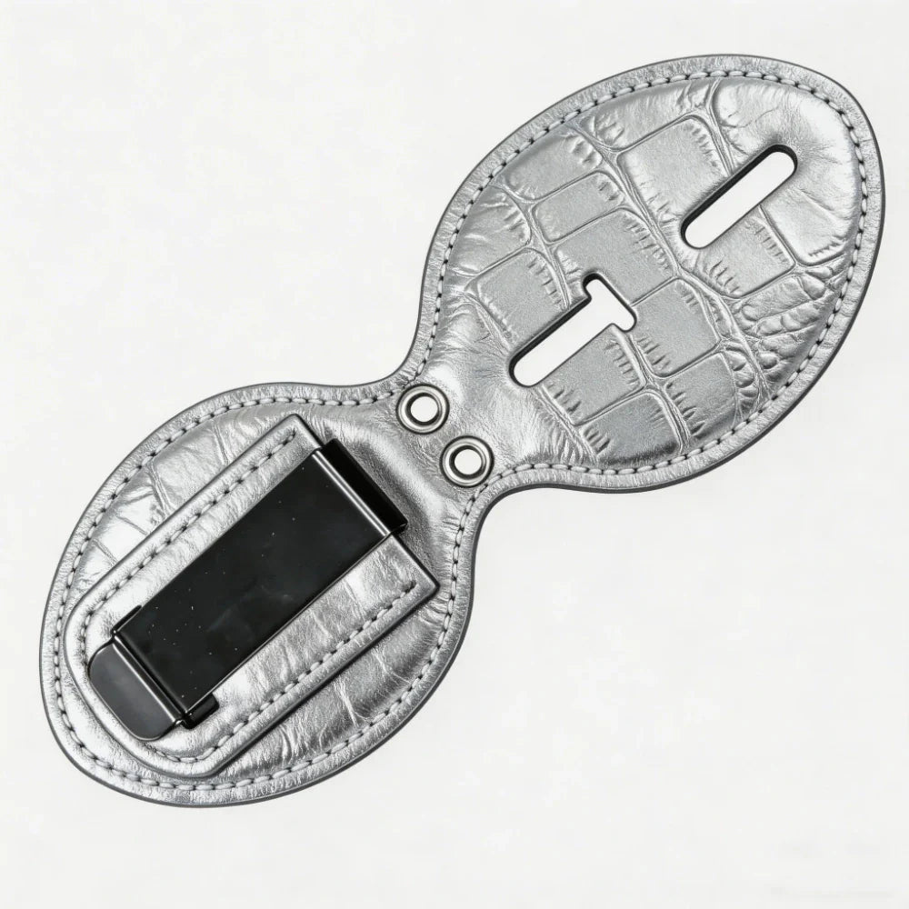 Tarjetero ovalado de cuero genuino personalizado para placa de policía - Estuche B006 con clip para cinturón y cadena para el cuello