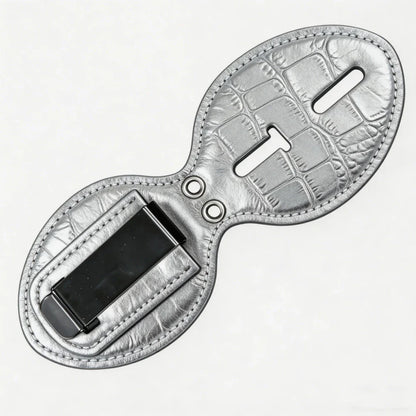 Tarjetero ovalado de cuero genuino personalizado para placa de policía - Estuche B006 con clip para cinturón y cadena para el cuello