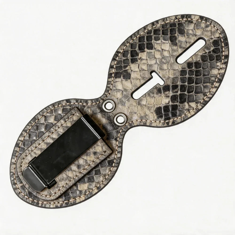 Porta Placa Ovalado de Cuero Genuino Personalizado para Policía - Estuche P011 con Clip para Cinturón y Cadena para Cuello