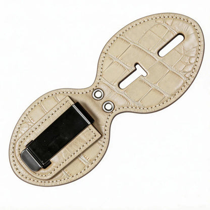 Tarjetero ovalado de cuero genuino personalizado para placa de policía - Estuche B008 con clip para cinturón y cadena para cuello