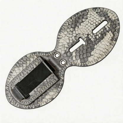 Soporte Ovalado de Cuero Genuino Personalizado para Insignia de Policía - Estuche P009 con Clip para Cinturón y Cadena para Cuello