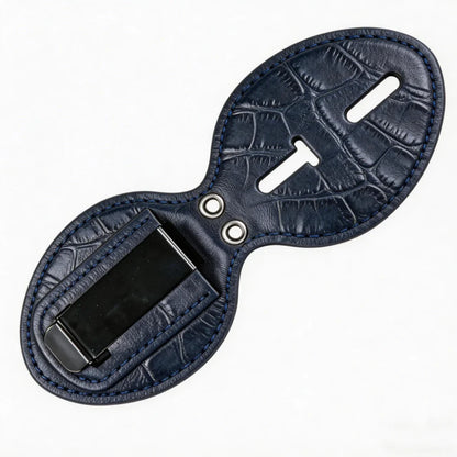 Porta Placa de Policía Ovalado de Cuero Genuino Personalizado - Estuche B004 con Clip para Cinturón y Cadena para el Cuello