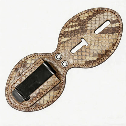 Porta Placa Ovalado de Cuero Genuino Personalizado para Policía - Estuche P008 con Clip para Cinturón y Cadena para Cuello