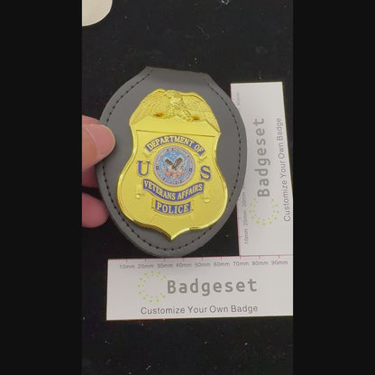 Réplica de placa policial del Departamento de Asuntos de Veteranos de EE. UU., accesorios de película personalizables