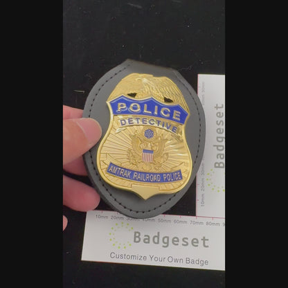 Réplica de la placa de detective de la policía ferroviaria de APD, utilería de película