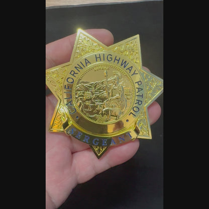 Réplica de la insignia de sargento de la Patrulla de Caminos de California de EE. UU. (Usado de película) Número personalizable