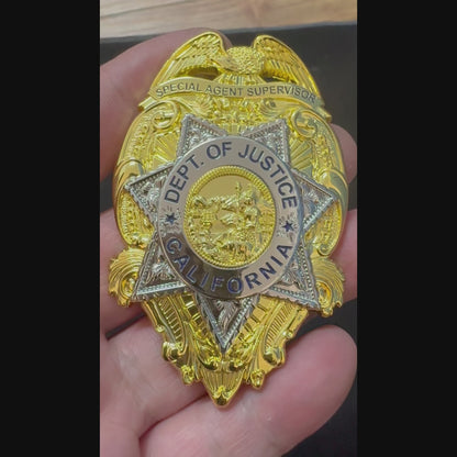 U.S.California Dept.Of Justice Special Agent Supervisor Replica Movie Props Badge