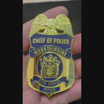 Insignia de Jefe de Policía Retirado de la Montaña de Nueva Jersey, Réplica de Utilería de Película, Personalizable