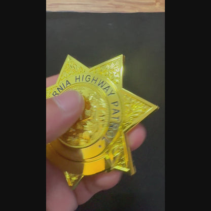 Réplica de la insignia de capitán de la Patrulla de Carreteras de California (CHP) de EE. UU., utilería de película, número y nombre personalizables.