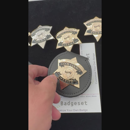 CCSO Condado de Cook Sheriff Estrella Insignia Dorada Número Personalizable Atrezzo de Película