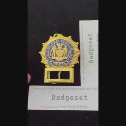 NYPD New York Police Detective Badge Replica Movie Props Customizable Number