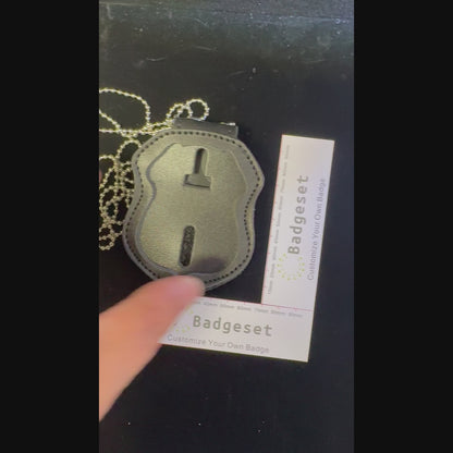 Porta credenciales de cuero de primera calidad con diseño incrustado para insignias de la Policía Federal de EE. UU.