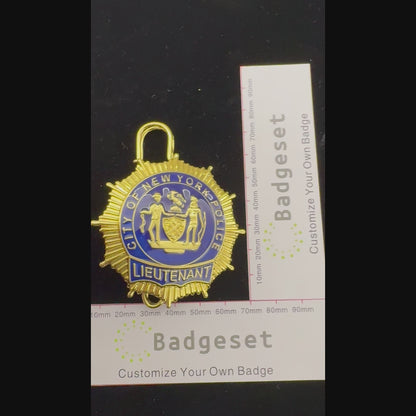 NYPD New York Police LIEUTEANT Badge Replica Cosplay Movie Props