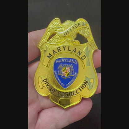Insignia de utilería de película, réplica de la insignia de oficial de la División de Correcciones de Maryland, EE. UU., personalizable.