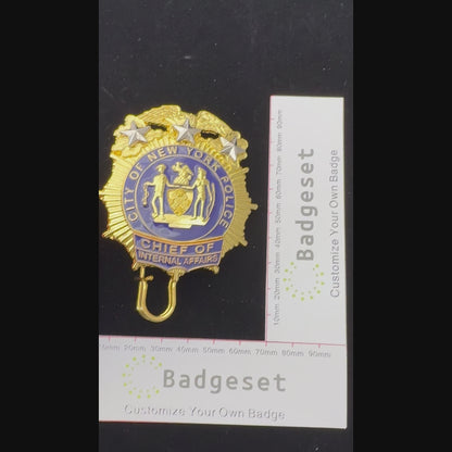 US New York Polise Chief Of Internal Affairs Badge Movie Props
