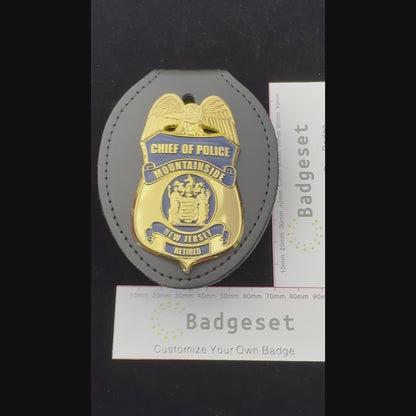 Insignia de Jefe de Policía Retirado de la Montaña de Nueva Jersey, Réplica de Utilería de Película, Personalizable