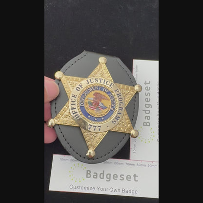 U.S. OFFICE OF JUSTICE PROGRAMS 777 BADGE Replica Movie Props